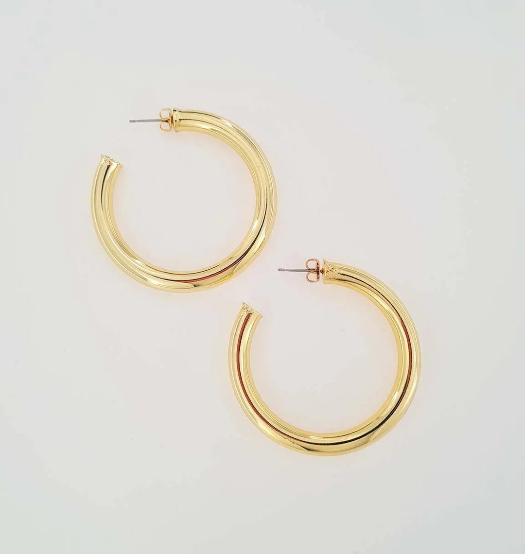 Øreringe chunky hoops, forsølvet og forgyldt messing, 48 x 6 mm Greece