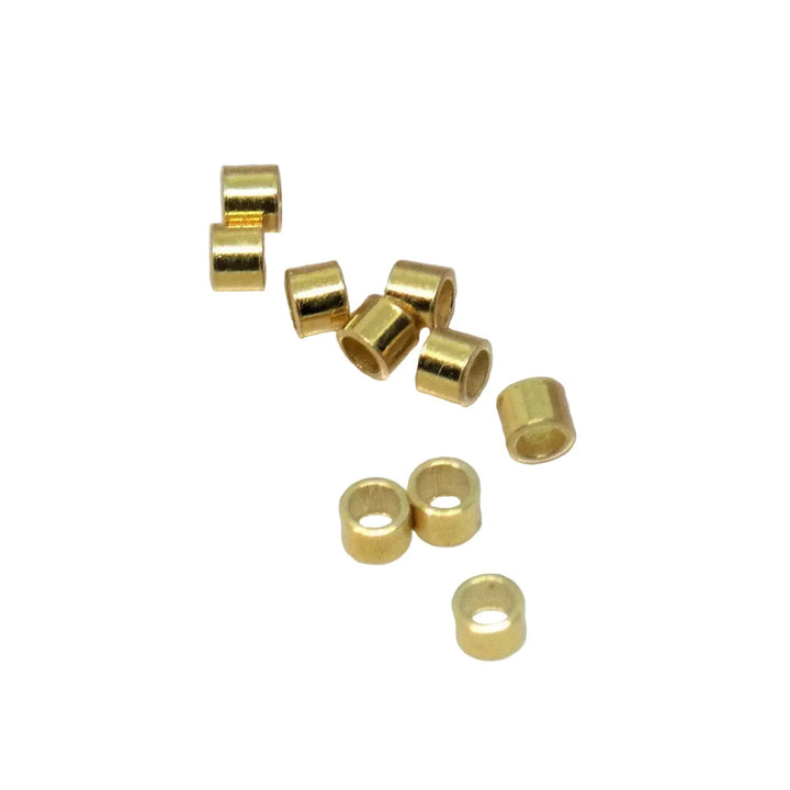Crims. klemmeperler i forgyldt sterlingsølv, cylinder formet, 2x1,5mm 