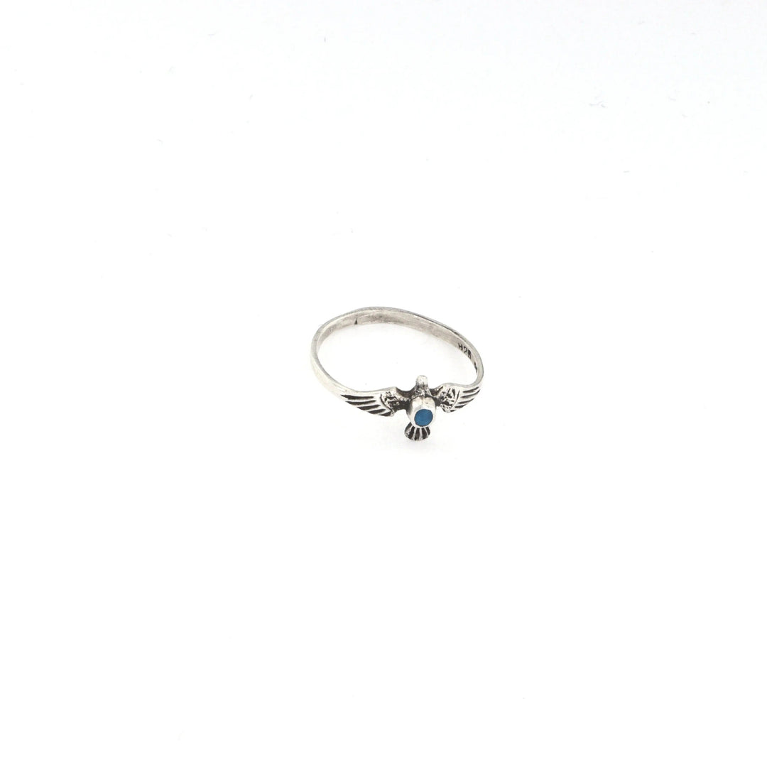 Fingerring, lille ørn med turkis, sterlingsølv Beadhouse of Copenhagen
