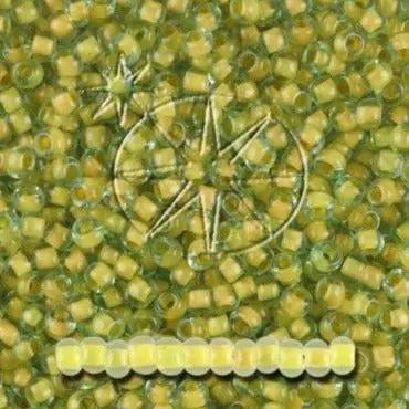 Grønne glasperler, preciosa, colour lined yellow green dyed crystal, storkøb Preciosa
