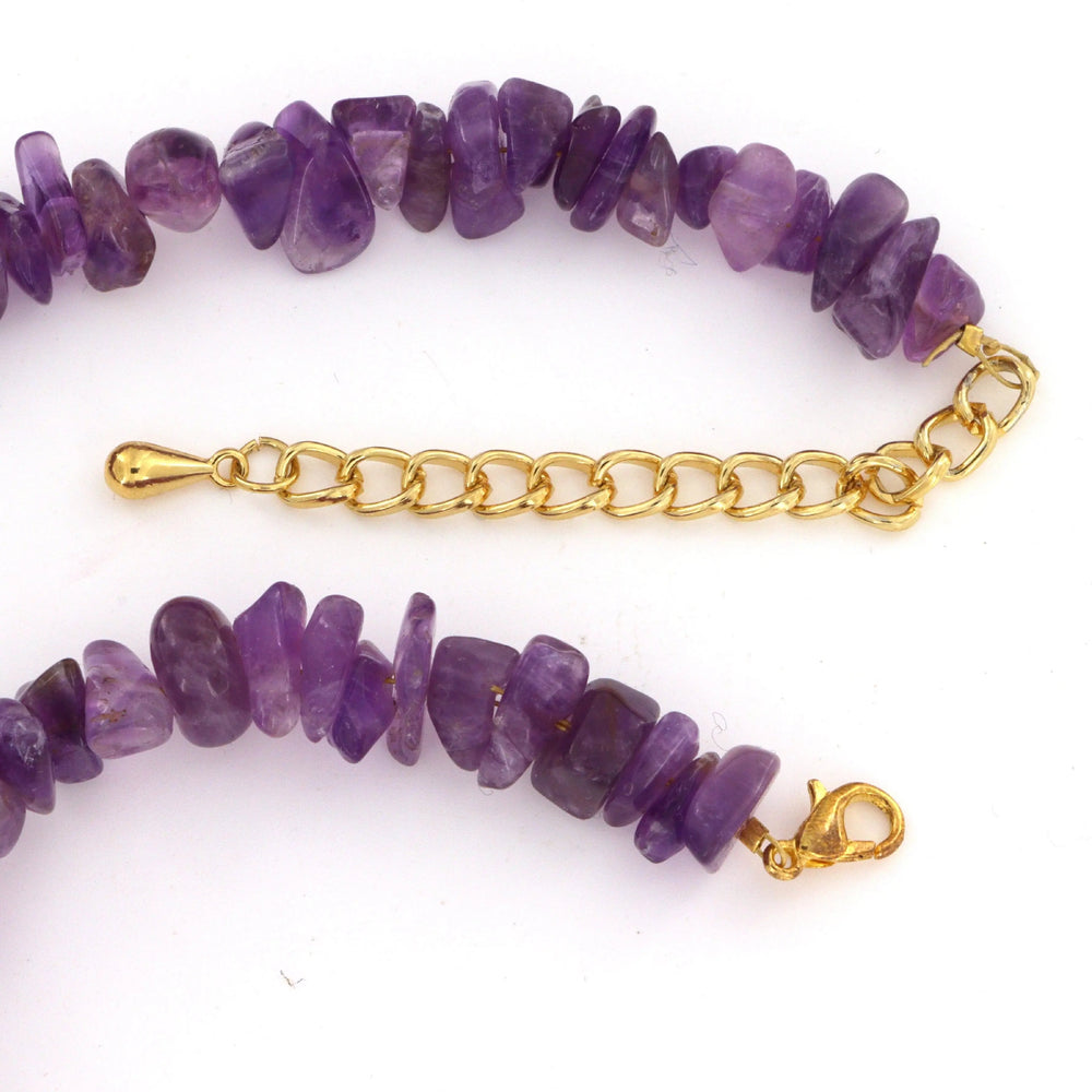 Halskæde, ametyst chips, forgyldt stål, 40-45 cm Beadhouse of Copenhagen