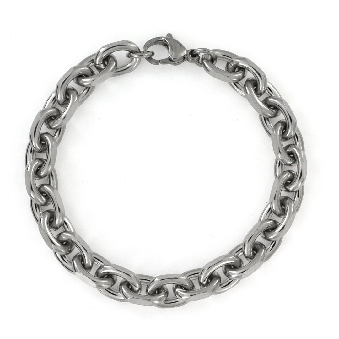 Armbånd, anker facet kæde, stål, 18-22 cm/9 mm BLT