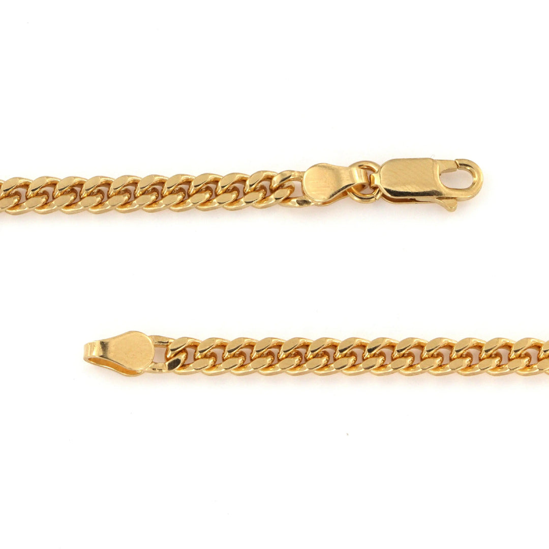 Halskæde, chunky panser facet kæde, forgyldt sterlingsølv, 45 cm/3,5 mm Spain