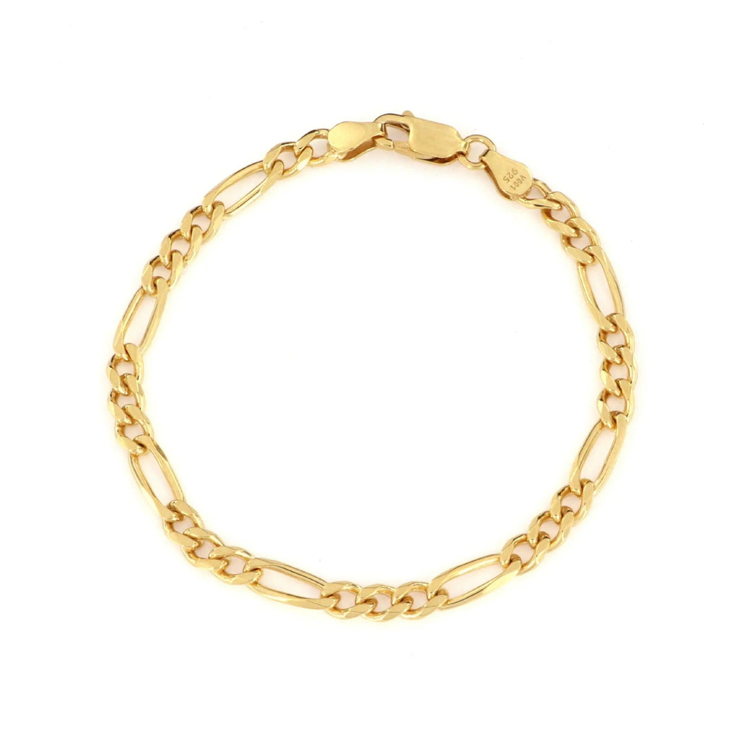 Armbånd, figaro kæde, forgyldt sterlingsølv, 16-19 cm/4,2 mm Spain