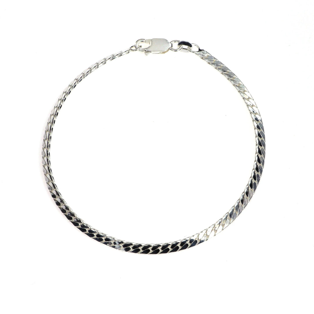 Armbånd, sildebens kæde, sterlingsølv og forgyldt, 16-19 cm/3,5 mm Spain