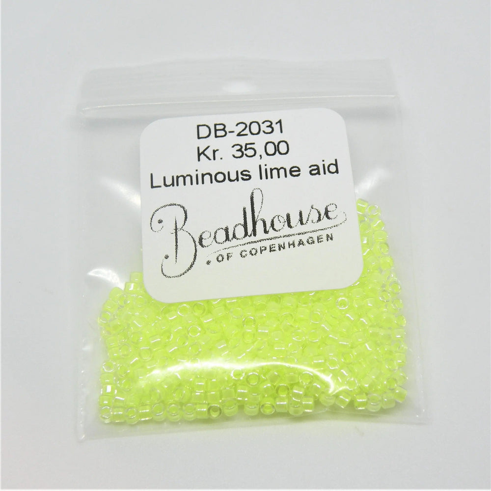 Gule glasperler, miyuki delica beads, lime luminous Krea