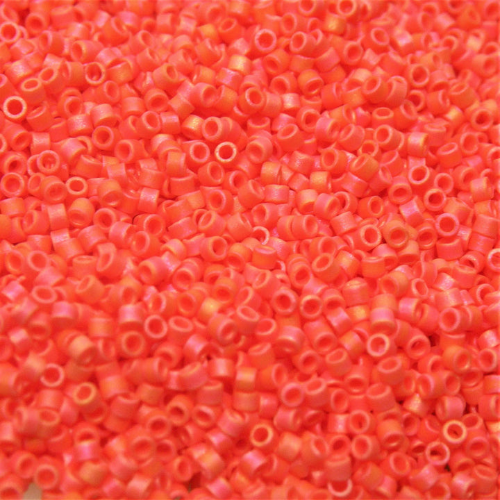 Orange glasperler, miyuki delica beads, opaque matte ab Krea