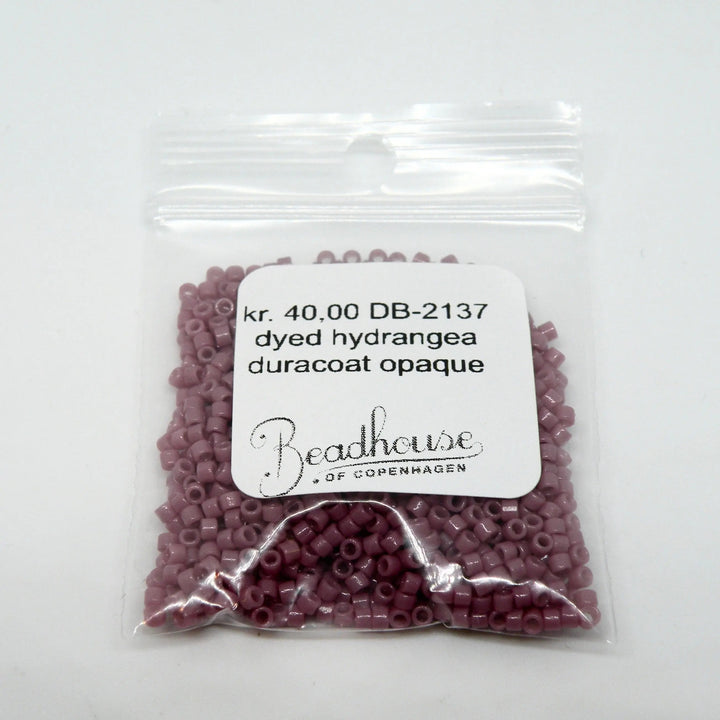 Lyserøde glasperler, miyuki delica beads, duracoat opaque dyed hydrangea Krea