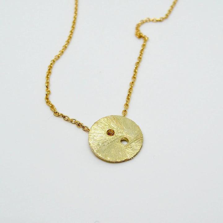 Lås, børstet guldknap, forgyldt sterlingsølv vfs01 Beadhouse of Copenhagen