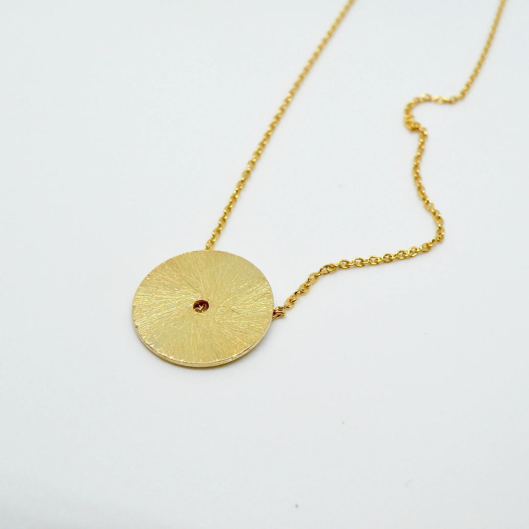 Lås, cirkel med børstet overflade, forgyldt sterlingsølv vfs16/17 Beadhouse of Copenhagen