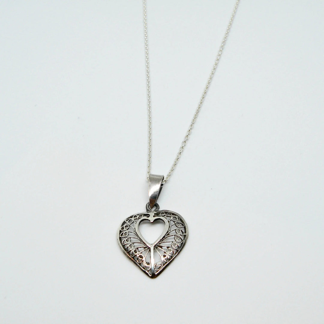 Vedhæng, filigran hjerte, sterlingsølv Beadhouse of Copenhagen