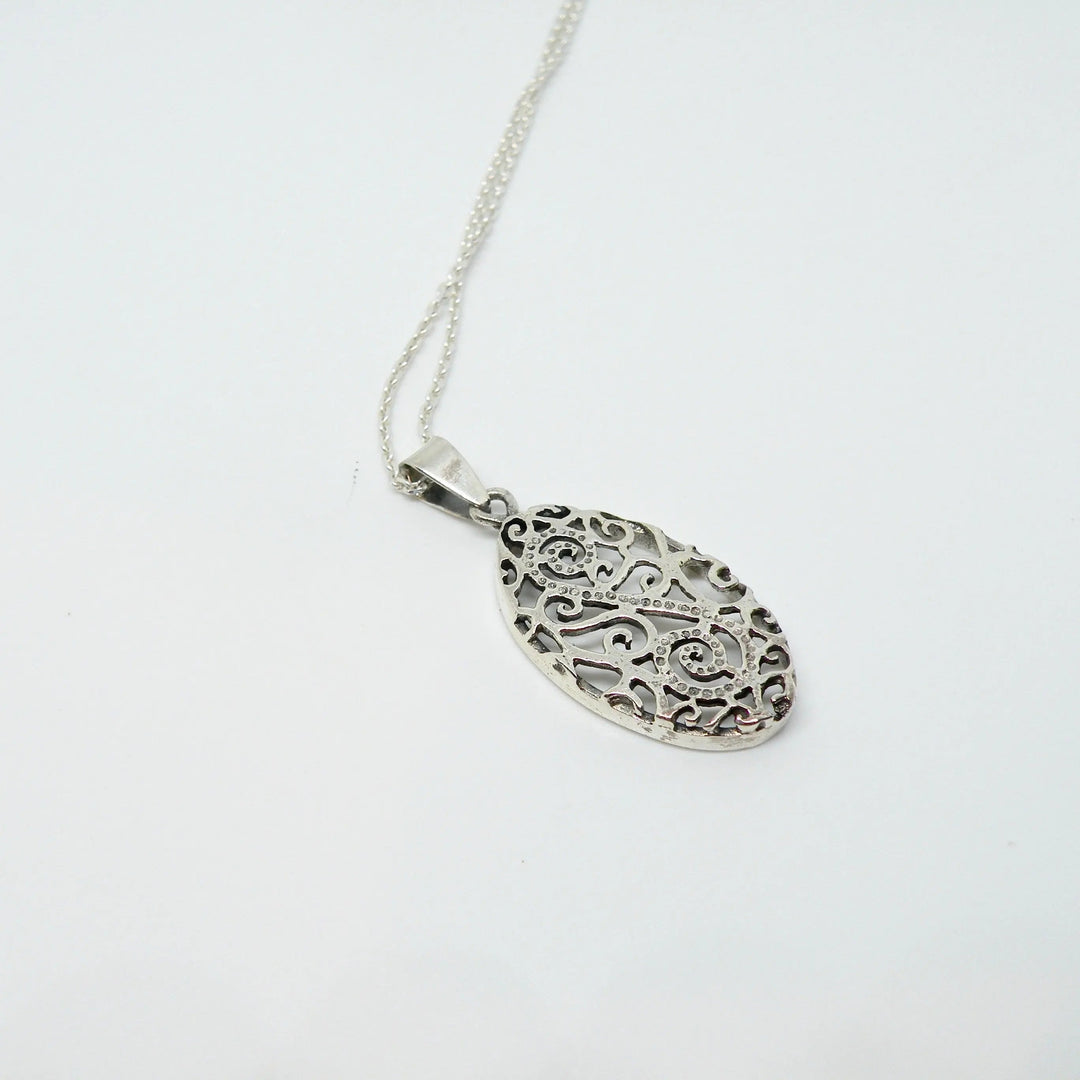 Vedhæng, oval filigran, sterlingsølv Beadhouse of Copenhagen