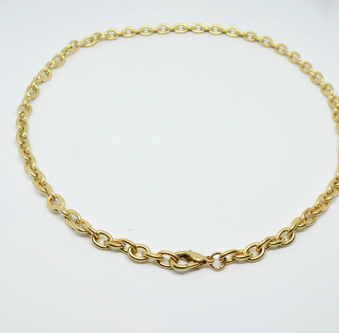 Halskæde, chunky rund anker kæde, forgyldt og forsølvet messing, 47cm Beadhouse of Copenhagen