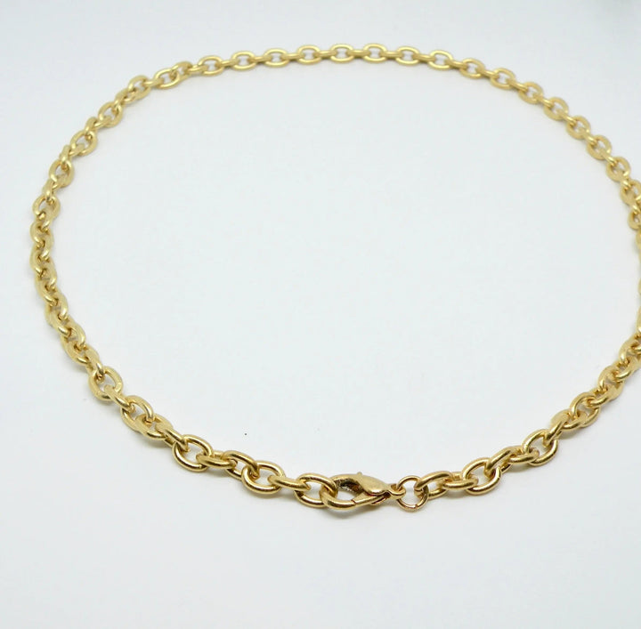 Halskæde, chunky rund anker kæde, forgyldt og forsølvet messing, 47cm Beadhouse of Copenhagen