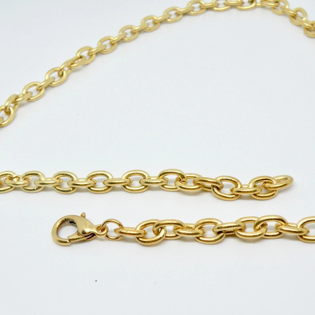 Halskæde, chunky rund anker kæde, forgyldt og forsølvet messing, 47cm Beadhouse of Copenhagen