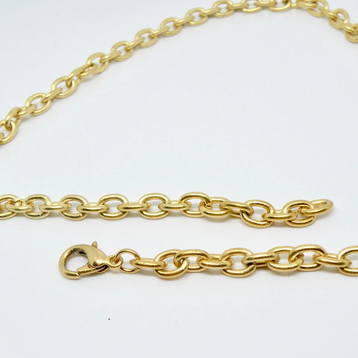 Halskæde, chunky rund anker kæde, forgyldt og forsølvet messing, 47cm Beadhouse of Copenhagen