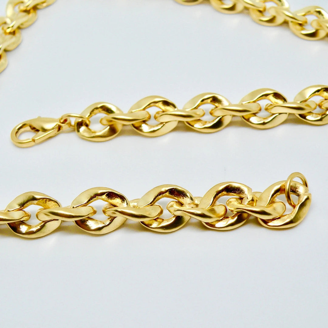 Halskæde, chunky twistet anker kæde, forgyldt messing, 45 cm/8,5 mm Beadhouse of Copenhagen