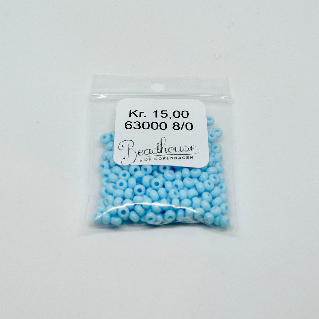 Blå glasperler, preciosa, natural opaque light turquoise, storkøb Preciosa