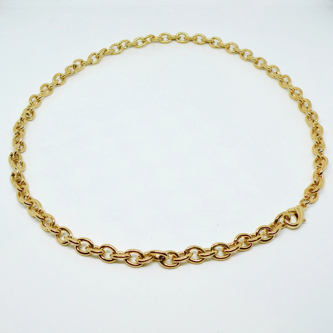 Halskæde, chunky rund anker kæde, forgyldt og forsølvet messing, 47cm Beadhouse of Copenhagen