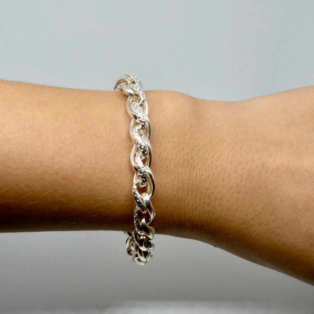Armbånd, chunky cordel kæde, forsølvet messing, 21 cm/7,5 mm Beadhouse of Copenhagen