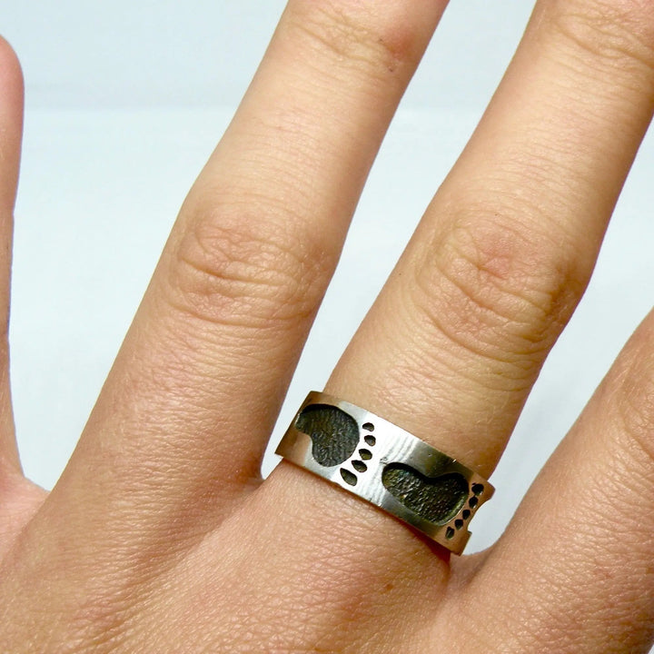 Fingerring fodspor forgyldt sterlingsølv og sterlingsølv Beadhouse of Copenhagen