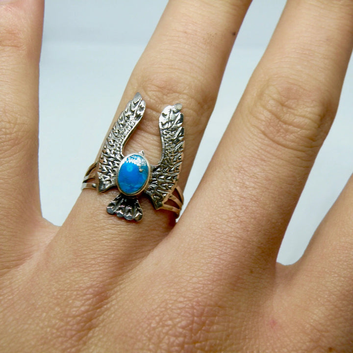 Fingerring, ørn med onyx og turkis, sterlingsølv Beadhouse of Copenhagen