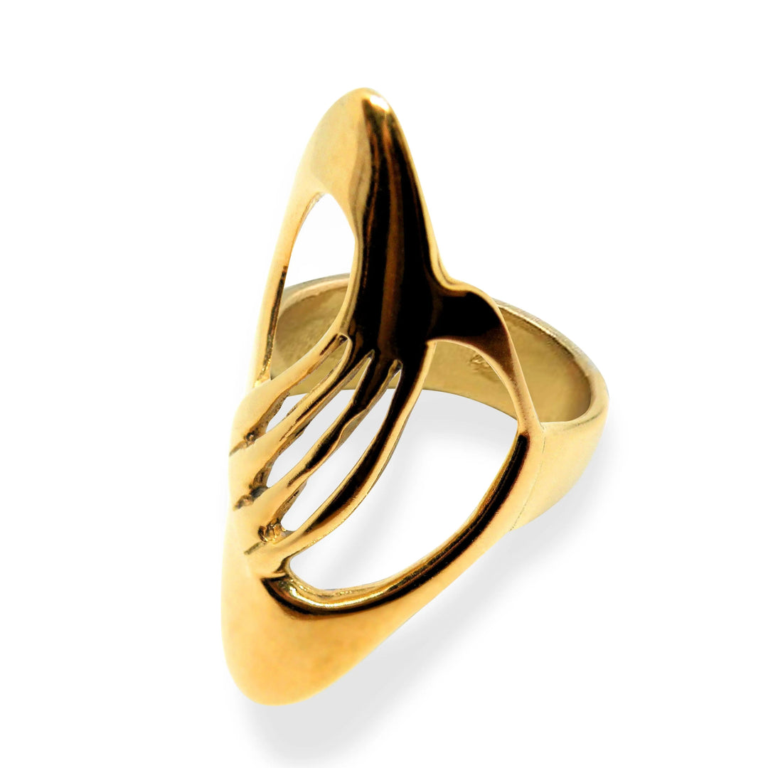 Fingerring, modernistisk med lameller, forgyldt og sterlingsølv Beadhouse of Copenhagen