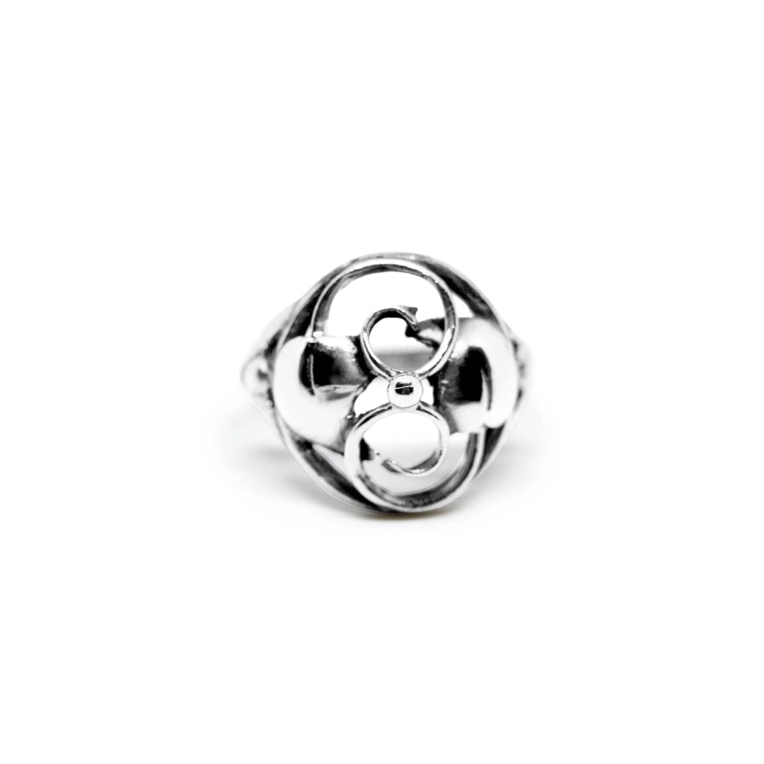 Fingerring, skønvirke med blade og snirkler, sterlingsølv og forgyldt Beadhouse of Copenhagen