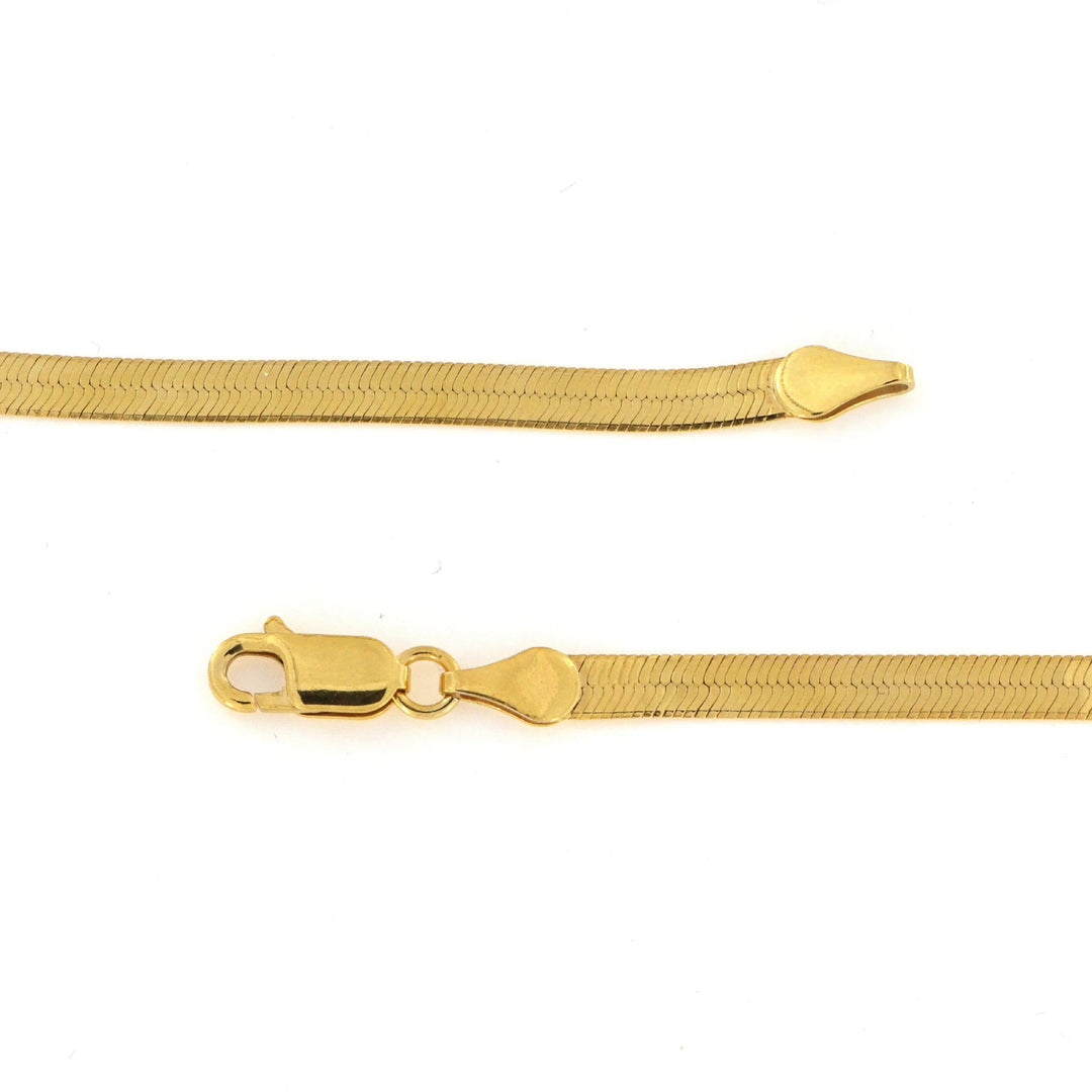 Halskæde, snake kæde flad, forgyldt sterlingsølv, 40 - 45 cm/5,5 mm Spain