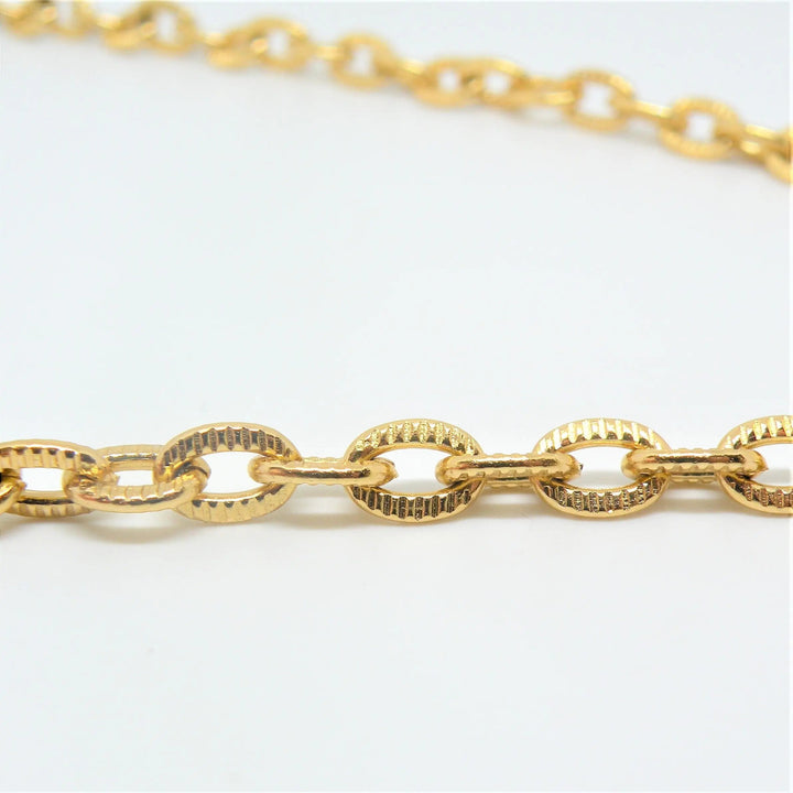 Meterkæde, rillet flad anker kæde, forgyldt aluminium, 5,5 mm Beadhouse of Copenhagen