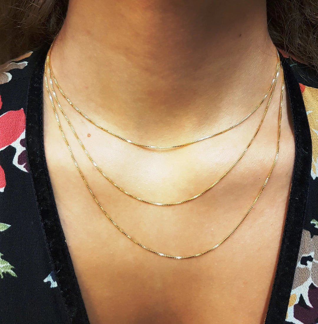 Halskæde, venezia kæde, sterlingsølv og forgyldt, 40-80cm/0,8 mm Silveks