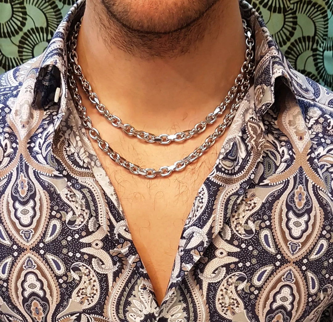 Halskæde, anker facet kæde, stål, 40-60 cm/8 mm BLT