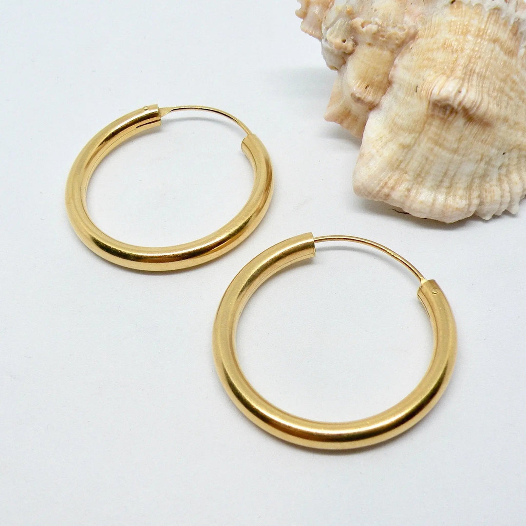 Øreringe, hoops, 30mm, sterlingsølv og forgyldt sterlingsølv BLT