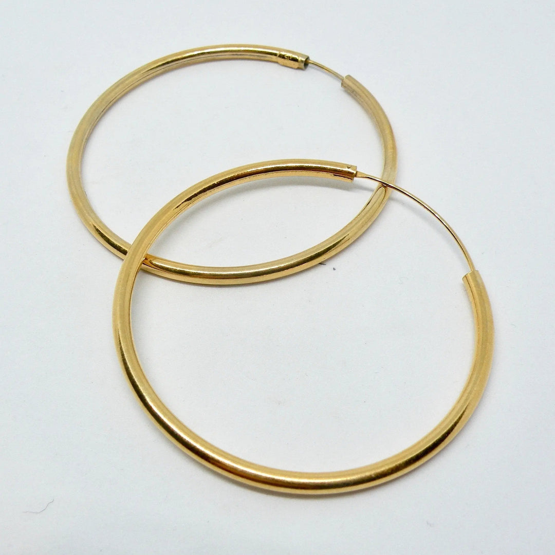 Øreringe, hoops, 60mm, sterlingsølv og forgyldt sterlingsølv BLT