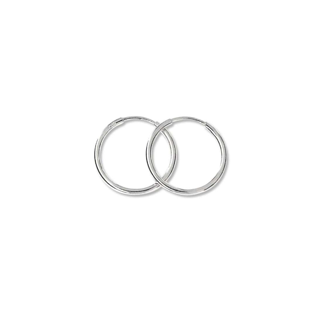 Øreringe, hoops, 14 mm, sterlingsølv og forgyldt sterlingsølv BLT