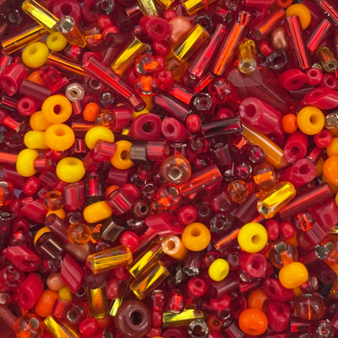 Blandede glasperler, preciosa mix, fireball Preciosa BOC