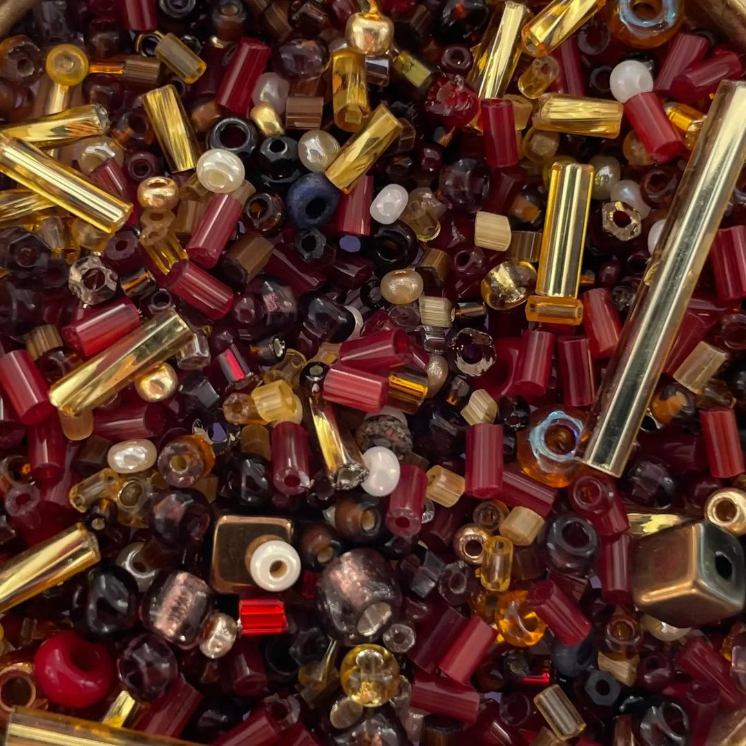 Blandede glasperler, preciosa mix, golden Preciosa BOC