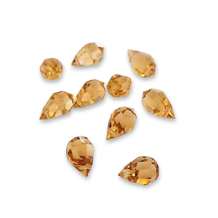 Gule glasperler, preciosa crystal drops, light cool topaz, 9 x 15 mm Beadhouse of Copenhagen