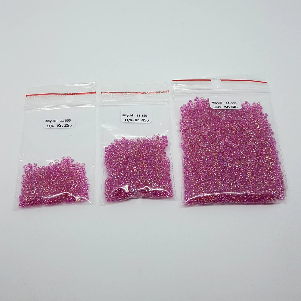 Pink glasperler, miyuki rocailles beads, hot pink lined crystal ab Krea