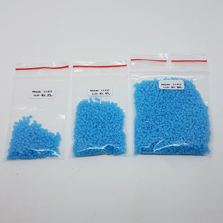 Blå glasperler, miyuki rocailles seed beads, opaque turquoise blue Krea