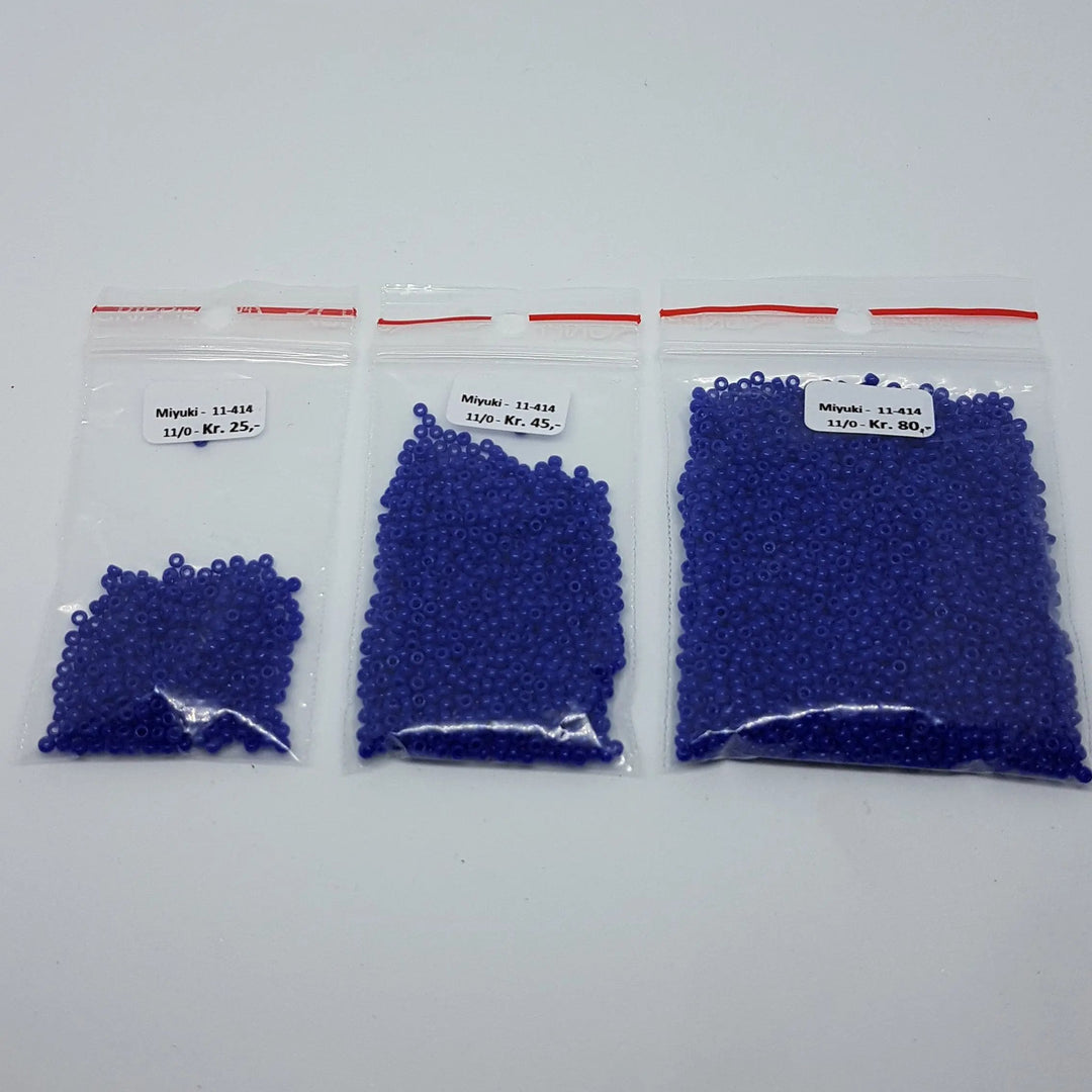 Blå glasperler, miyuki rocailles seed beads, opaque cobalt Krea