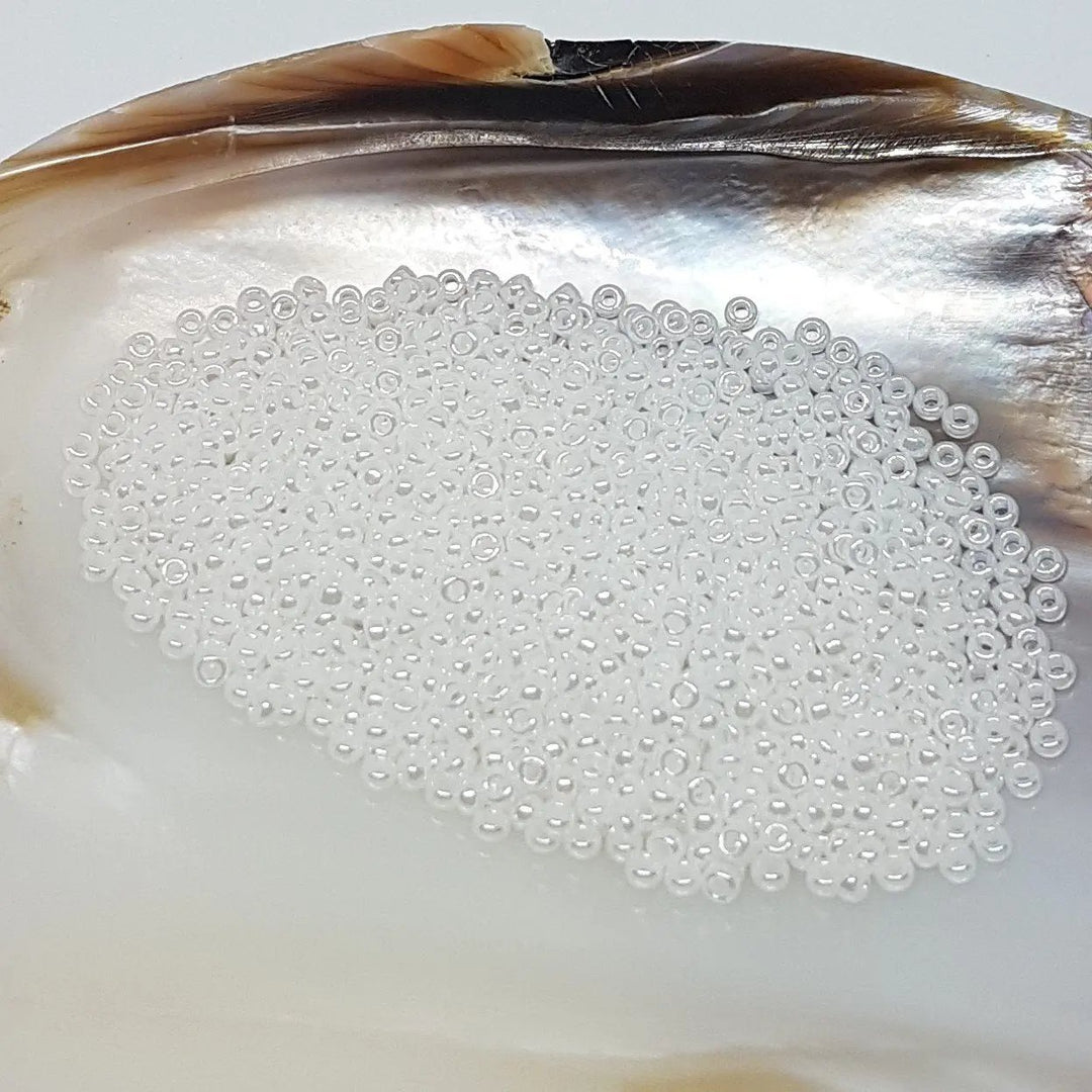 Hvide glasperler, miyuki rocailles seed beads, ceylon white pearl Krea