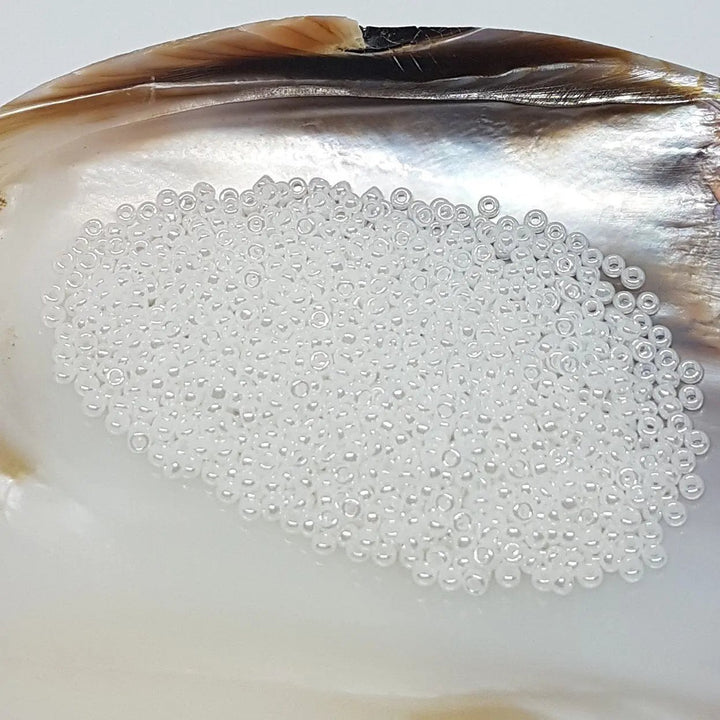 Hvide glasperler, miyuki rocailles seed beads, ceylon white pearl Krea