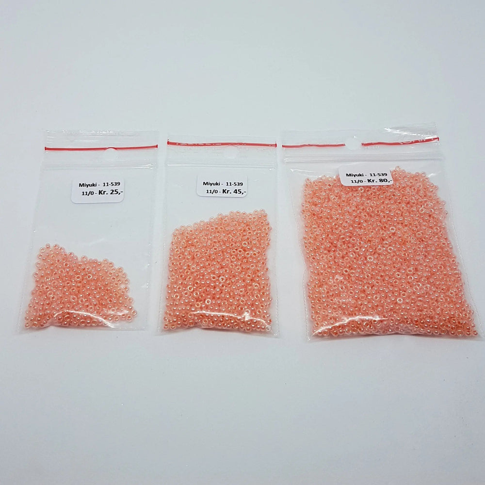 Lyserøde glasperler, miyuki rocailles seed beads, ceylon salmon Krea