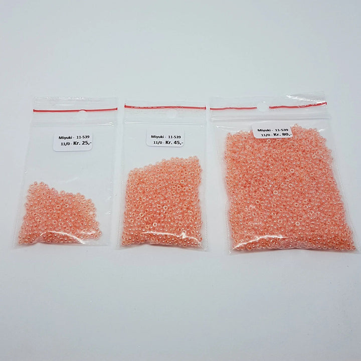 Lyserøde glasperler, miyuki rocailles seed beads, ceylon salmon Krea