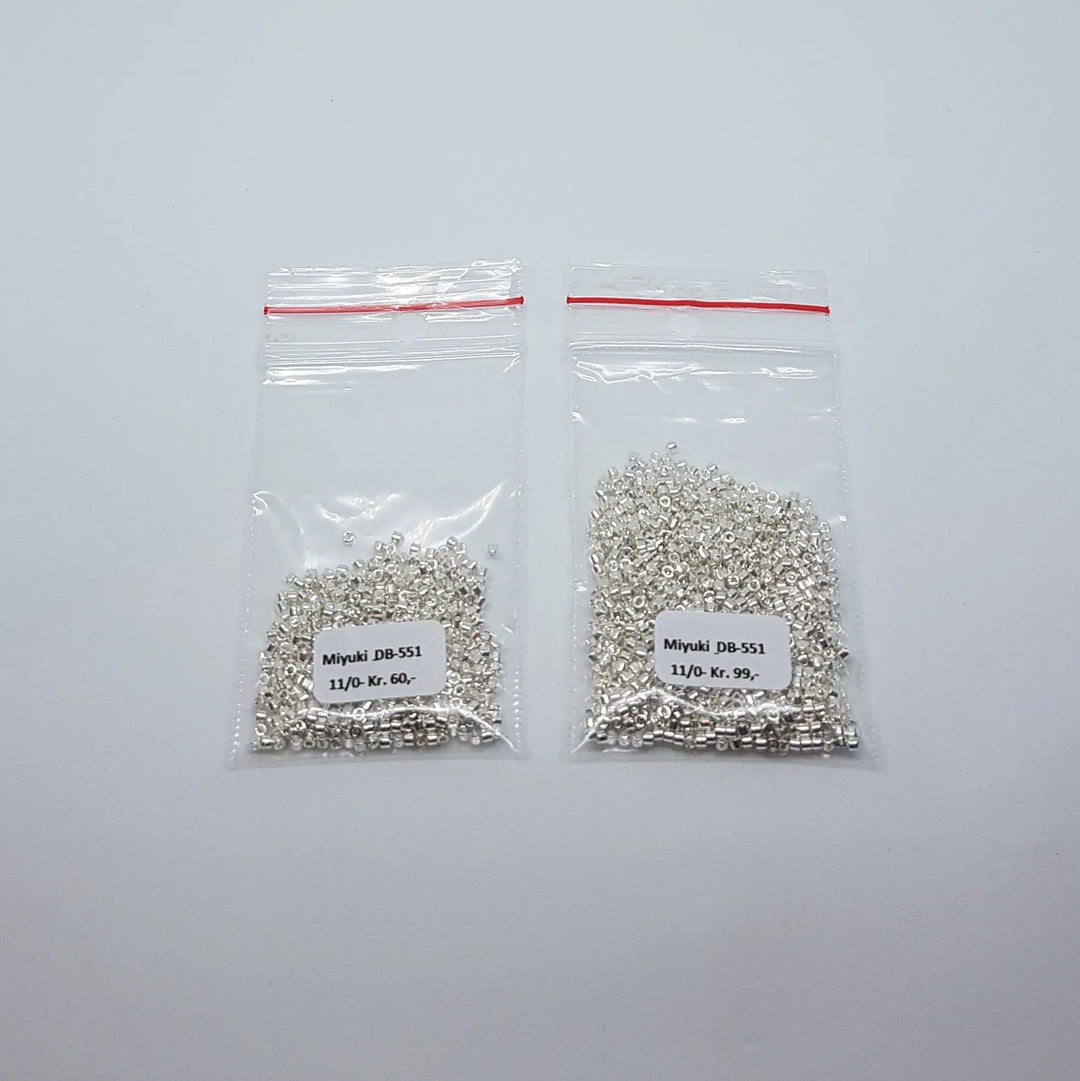 Sølv glasperler, miyuki delica beads, bright sterlingsilver plated Krea