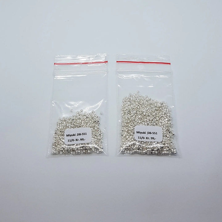 Sølv glasperler, miyuki delica beads, bright sterlingsilver plated Krea