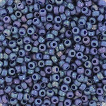 Blå glasperler, miyuki rocailles seed beads, opaque frosted bayberry Krea