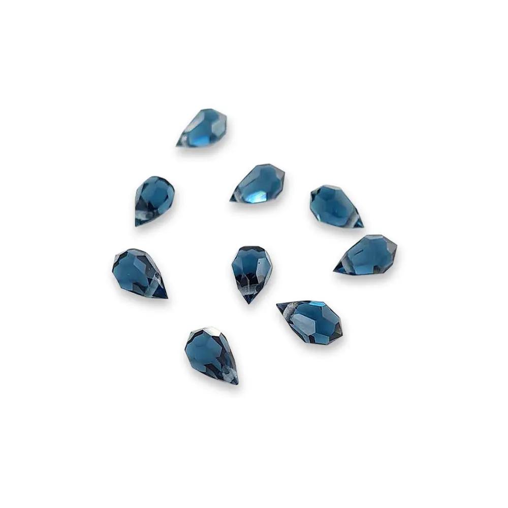 Blå glasperler, preciosa crystal drops, montana,  6 x 10 mm Beadhouse of Copenhagen