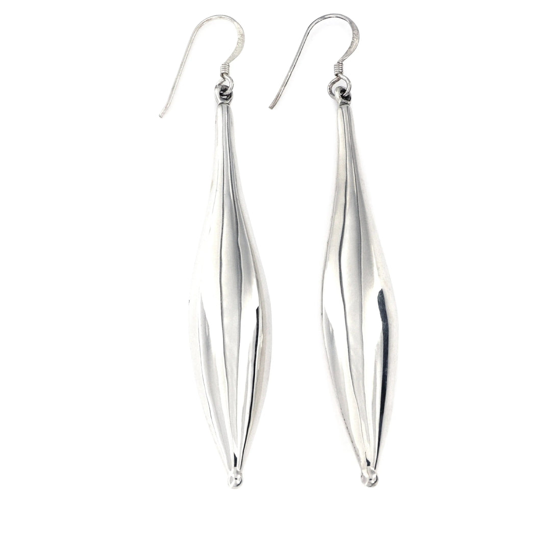 Øreringe, ørekrog lang tynd dråbe, sterlingsølv, 60 mm Beadhouse of Copenhagen